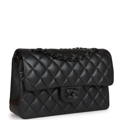 Chanel Small Classic Double Flap Bag SO Black Iridescent Lambskin Black Hardware