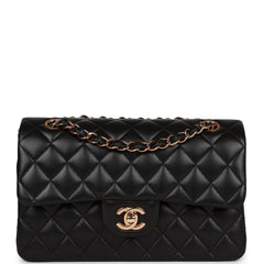 Chanel Small Classic Double Flap Bag Black Lambskin Rose Gold Hardware