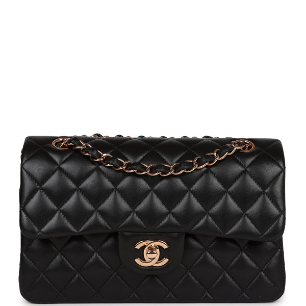 Chanel Black Quilted Lambskin Small Classic Double Flap Bag Rose Gold  Hardware – Madison Avenue Couture