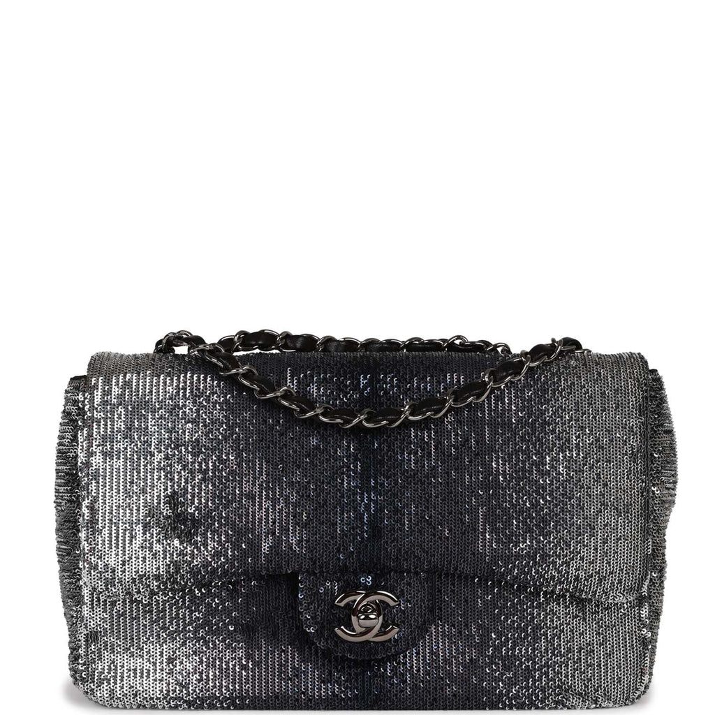 Pre-owned Chanel Small Classic Flap Bag Black and Silver Sequins Silve – Madison  Avenue Couture