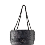 Pre-owned Chanel Small Classic Flap Bag Black and Silver Sequins Silver Hardware