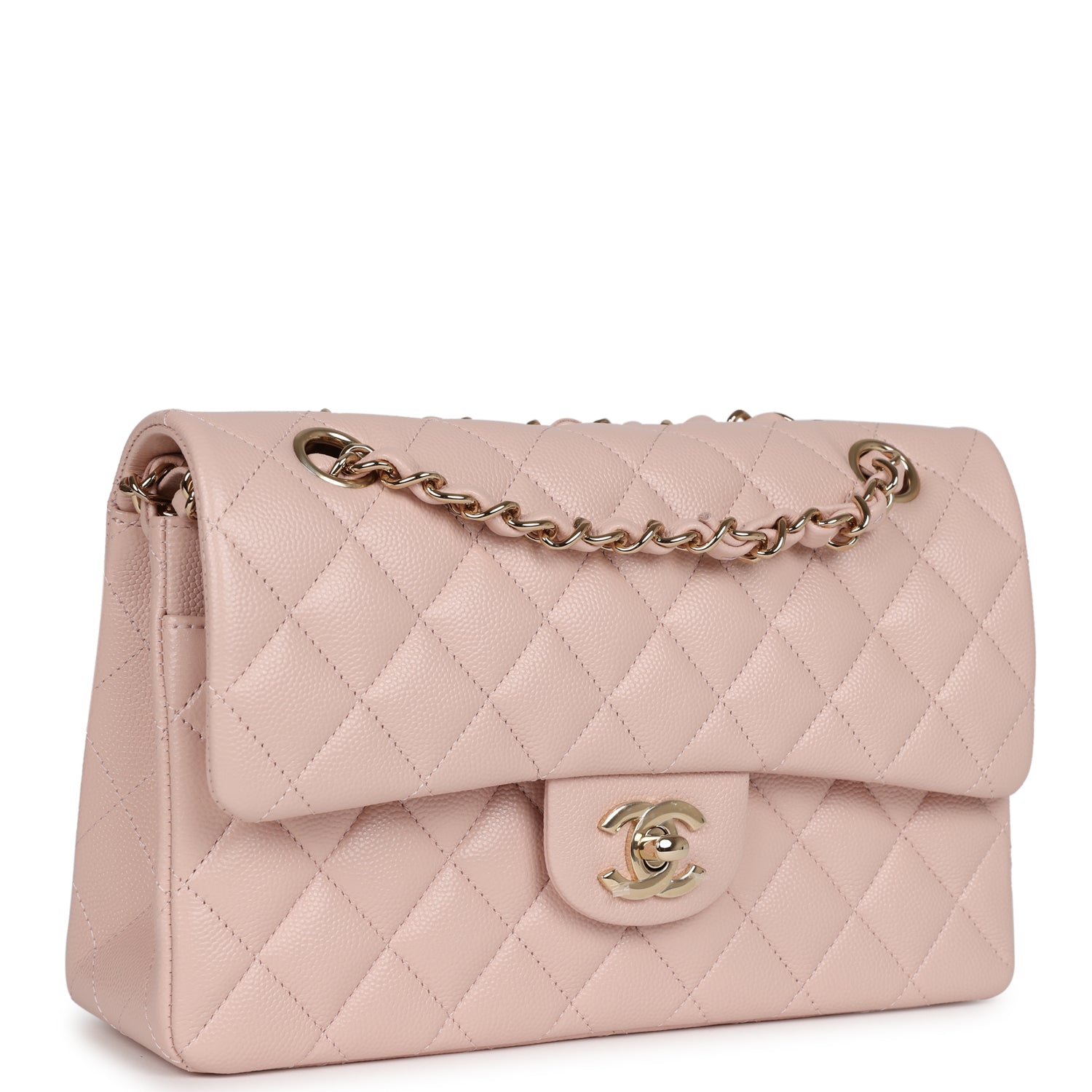 Chanel Small Classic Double Flap Bag Light Pink Caviar Gold Hardware ...