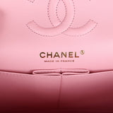 Chanel Small Classic Double Flap Dark Pink Lambskin Light Gold Hardware