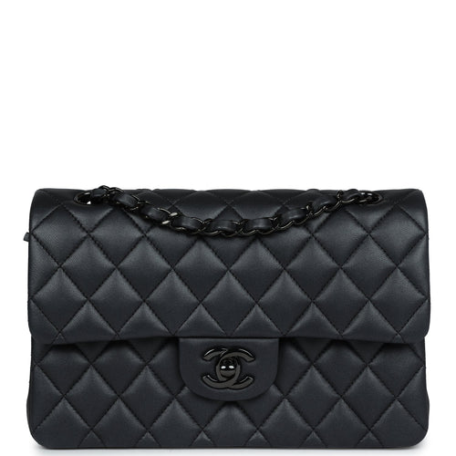 Chanel Small Classic Double Flap Bag SO Black Iridescent Lambskin Black Hardware