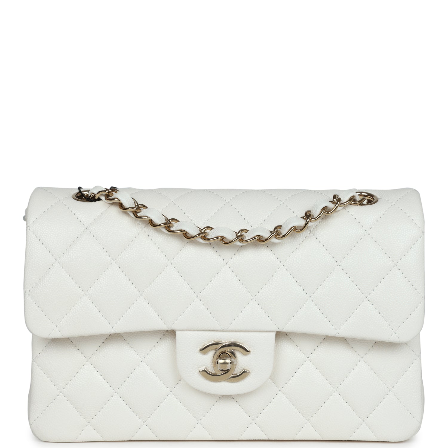 Chanel White Quilted Caviar Small Classic Double Flap Bag – Madison ...