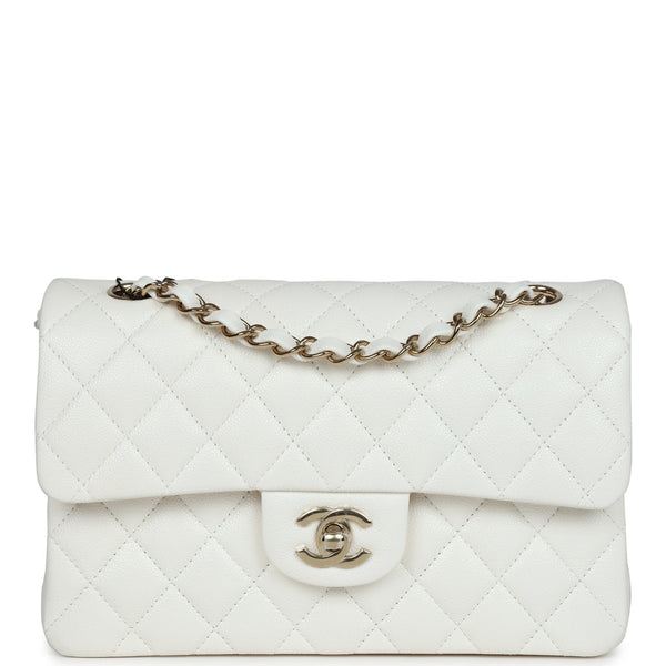 CHANEL 21S White Caviar Mini with Top Handle Aged Gold Hw - Timeless  Luxuries