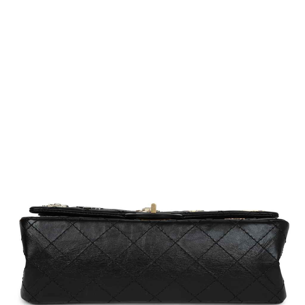 Chanel Small Reissue 225 2.55 Double Flap Lucky Charms Black Aged Calfskin Antique Gold Hardware