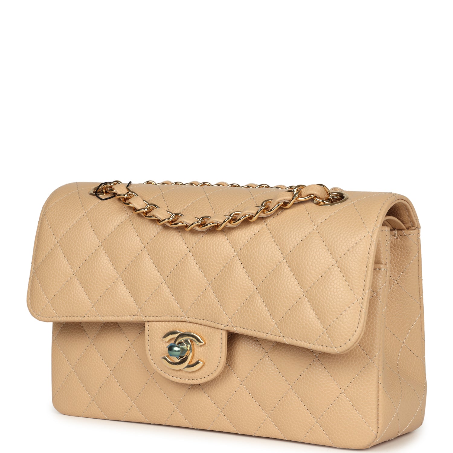 Chanel Small Classic Double Flap Bag Beige Caviar Gold Hardware