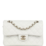 Chanel Small Classic Double Flap White Caviar Light Gold Hardware