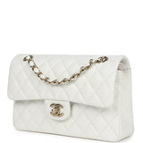 Chanel Small Classic Double Flap White Caviar Light Gold Hardware