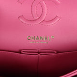 Pre-owned Chanel Small Classic Double Flap Dark Pink Caviar Light Gold Hardware