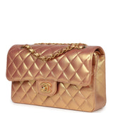 Chanel Small Classic Double Flap Gold Metallic Calfskin Antique Gold Hardware