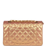 Chanel Small Classic Double Flap Gold Metallic Calfskin Antique Gold Hardware