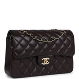 Pre-owned Chanel Small Classic Double Flap Bag Brown Lambskin Light Gold Hardware