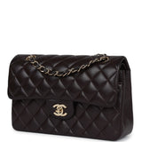 Pre-owned Chanel Small Classic Double Flap Bag Brown Lambskin Light Gold Hardware