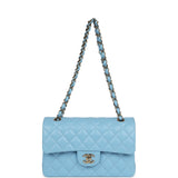 Chanel Small Classic Double Flap Bag Light Blue Caviar Gold Hardware