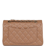 Chanel Small Classic Double Flap Dark Beige Caviar Light Gold Hardware