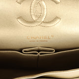 Pre-owned Chanel Small Chevron Double Flap Bag Gold Metallic Patent Aged Calfskin Light Gold Hardware