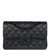 Pre-owned Chanel Small Classic Double Flap Bag SO Black Iridescent Lambskin Black Hardware