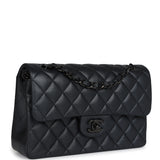 Pre-owned Chanel Small Classic Double Flap Bag SO Black Iridescent Lambskin Black Hardware