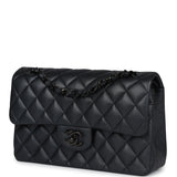 Pre-owned Chanel Small Classic Double Flap Bag SO Black Iridescent Lambskin Black Hardware