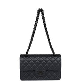 Pre-owned Chanel Small Classic Double Flap Bag SO Black Iridescent Lambskin Black Hardware