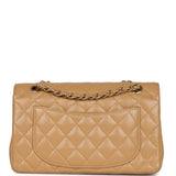 Pre-owned Chanel Small Classic Double Flap Dark Beige Caviar Gold Hardware