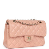 Pre-owned Chanel Small Classic Double Flap Light Pink Lambskin Gold Hardware