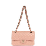 Pre-owned Chanel Small Classic Double Flap Light Pink Lambskin Gold Hardware