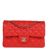 Chanel Small Classic Double Flap Bag Red Shiny Caviar Light Gold Hardware