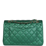 Chanel Small Classic Double Flap Bag Emerald Green Shiny Caviar Gold Hardware