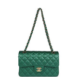 Chanel Small Classic Double Flap Bag Emerald Green Shiny Caviar Gold Hardware