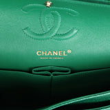 Chanel Small Classic Double Flap Bag Emerald Green Shiny Caviar Gold Hardware