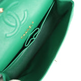 Chanel Small Classic Double Flap Bag Emerald Green Shiny Caviar Gold Hardware