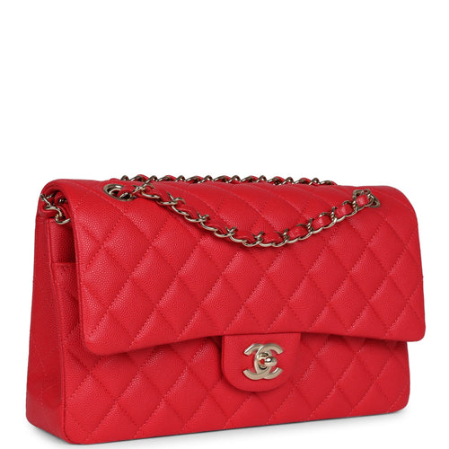 Chanel Small Classic Double Flap Red Caviar Light Gold Hardware