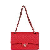 Chanel Small Classic Double Flap Red Caviar Light Gold Hardware