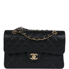 Chanel Small Classic Double Flap Bag Black Caviar Gold Hardware