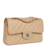 Chanel Small Classic Double Flap Bag Beige Caviar Gold Hardware