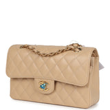 Chanel Small Classic Double Flap Bag Beige Caviar Gold Hardware