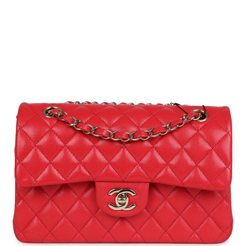 Chanel Small Classic Double Flap Bag Red Shiny Caviar Light Gold Hardware