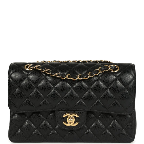 Pre-owned Chanel Small Classic Double Flap Bag Black Caviar Gold Hardware
