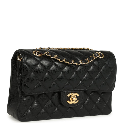 Pre-owned Chanel Small Classic Double Flap Bag Black Caviar Gold Hardware