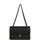 Pre-owned Chanel Small Classic Double Flap Bag Black Iridescent Caviar Ruthenium Hardware