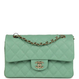 Chanel Small Classic Double Flap Bag Green Caviar Light Gold Hardware
