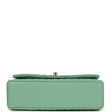 Chanel Small Classic Double Flap Bag Green Caviar Light Gold Hardware