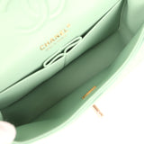 Chanel Small Classic Double Flap Bag Green Caviar Light Gold Hardware