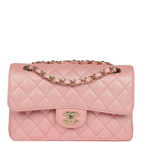 Chanel Small Classic Double Flap Bag Pink Iridescent Caviar Light Gold Hardware