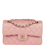 Chanel Small Classic Double Flap Bag Pink Iridescent Caviar Light Gold Hardware
