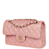 Chanel Small Classic Double Flap Bag Pink Iridescent Caviar Light Gold Hardware