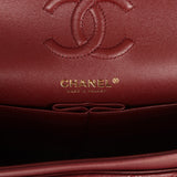 Chanel Small Classic Double Flap Bag Burgundy Shiny Caviar Light Gold Hardware - Thumbnail View 8